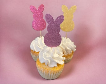 Easter cupcake toppers, bunny cupcake toppers, Easter party decoration, bunny