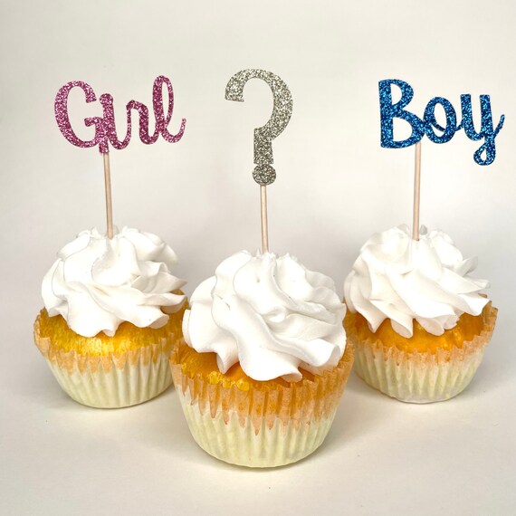 Gender Party Reveal Cupcake Toppers Etsy