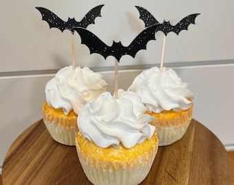 Halloween cupcake toppers, halloween party decorations, Bat Cupcake Toppers