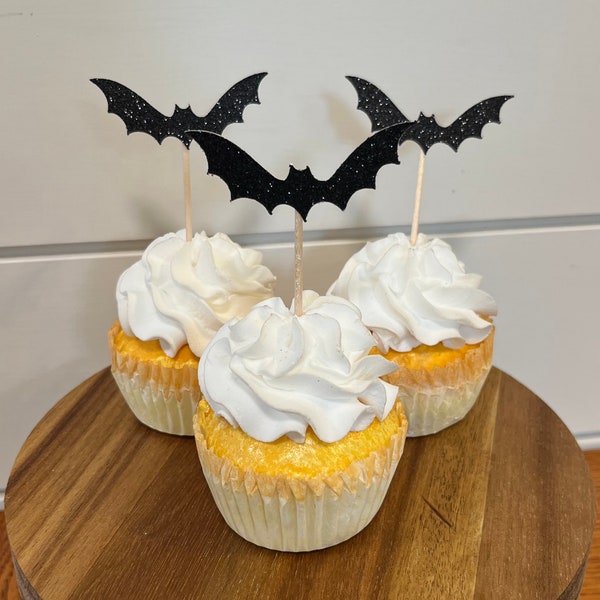 Halloween cupcake toppers, halloween party decorations, Bat Cupcake Toppers