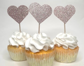 heart cupcake topper, wedding cupcake topper, engagement cupcake topper, wedding decor, shower decor, party decor, girl birthday decor