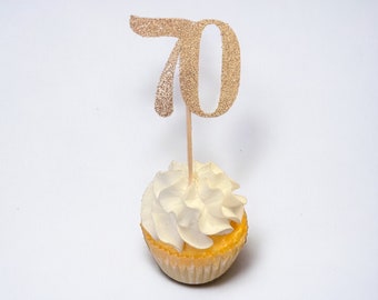 70th birthday party decor, age birthday party decor, cupcake toppers , age cut out, birthday party decor