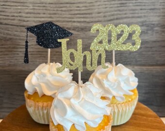 Graduation party cupcake toppers, party decorations, class of 2023, grad party decor, cupcake toppers,