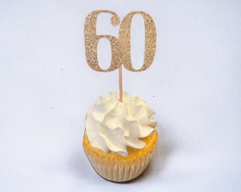60th birthday party decor, age birthday party decor, cupcake toppers , age cut out, birthday party decor