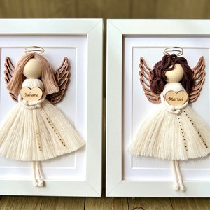 ANGEL GUARDIAN Christening Gift Baptism Gift First Communion Gift Personalized Gift Macrame Dolls Macrame Angel Customized Gift