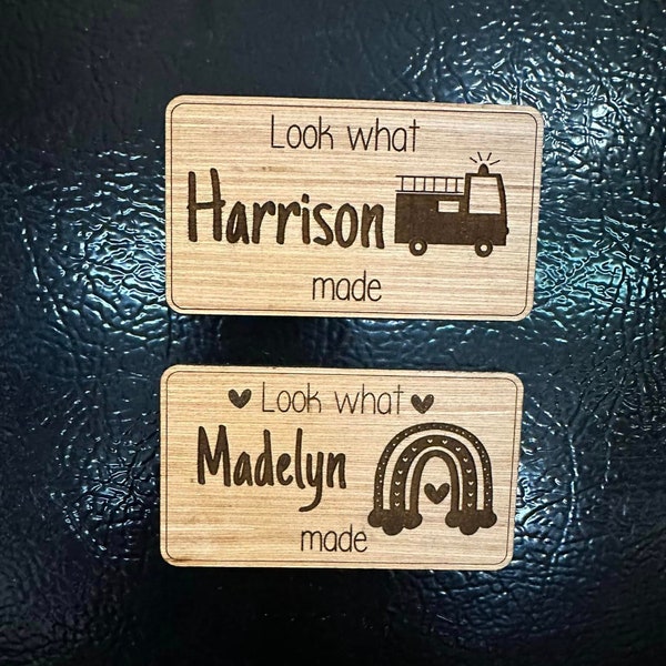 Look What I Made Children's Artwork Fridge Magnet Customized Name Refrigerator Magnet Gift For Student Kid's Name Custom Wooden Magnet