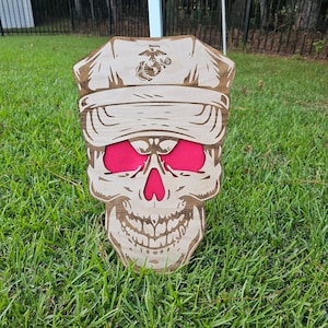 16" Military Award Plaque | USMC Skull Wall Plaque | EAS/PCS Gift | Going Away Gift | Personalized Gift | Laser Engraved Gift | Patriotic