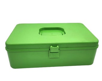 Vintage Thread Holder/Storage Box Lime green plastic - Made by Wil-Hold Wilson, USA -Circa 1980's- Vintage storage, Sewing, Craftroom Decor