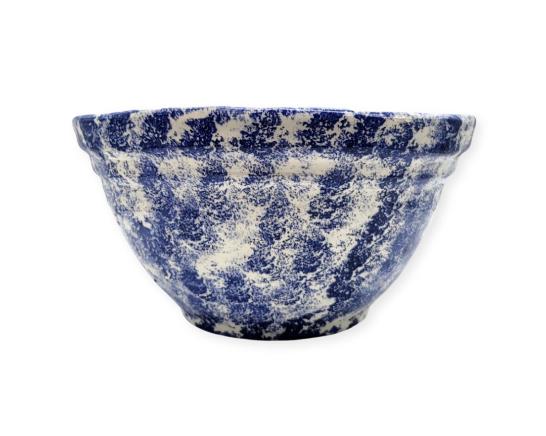 Vintage Blue Spongeware Mixing Bowl Arnel's Pottery Vintage Kitchen