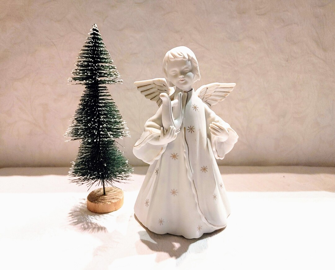 Vintage Angel Candle Holder Porcelain W/gold Details Etsy