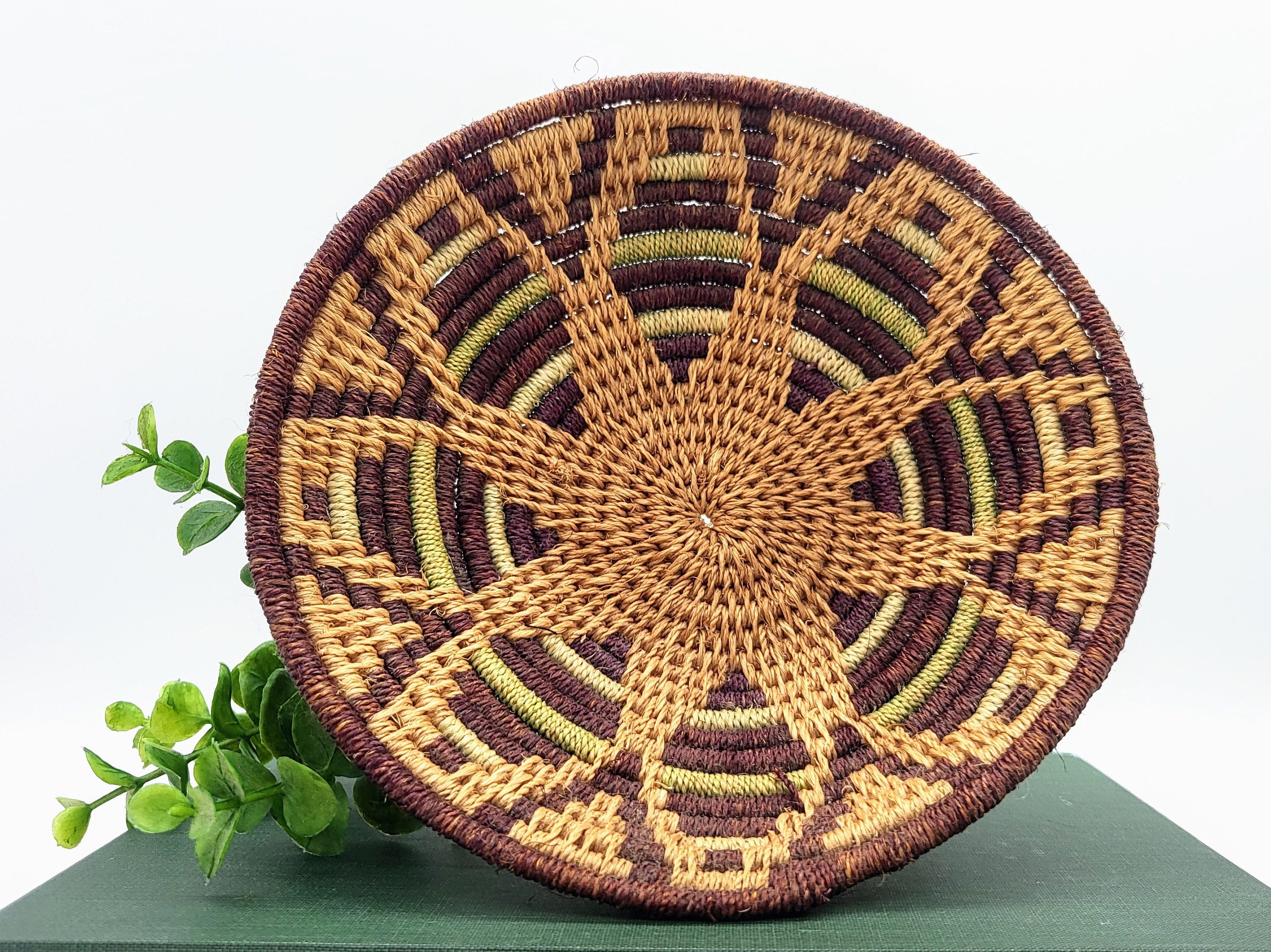 Vintage Woven Grass Basket 7.5 Diameter Moroccan Etsy
