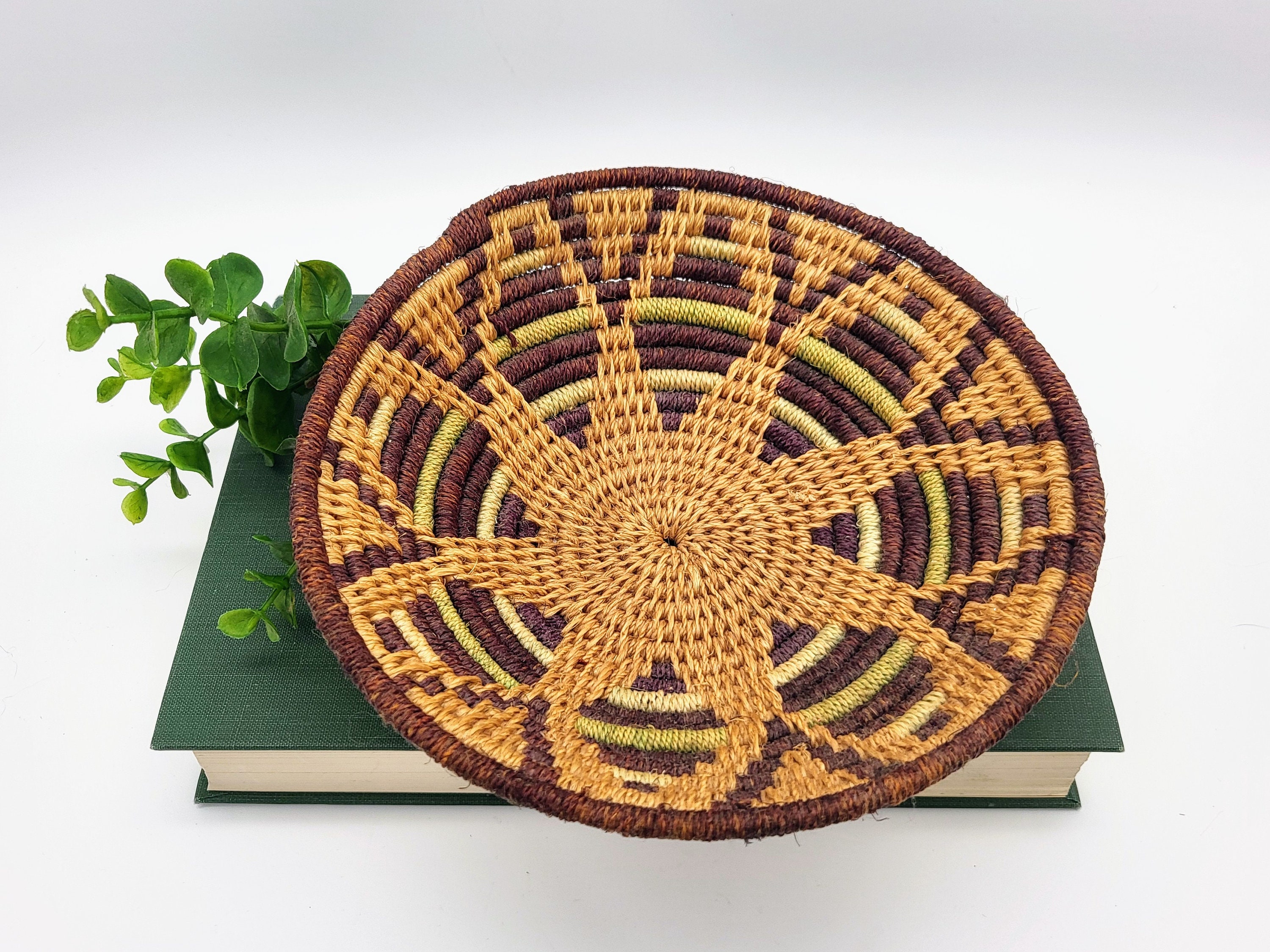 Vintage Woven Grass Basket 7.5 Diameter Moroccan Etsy