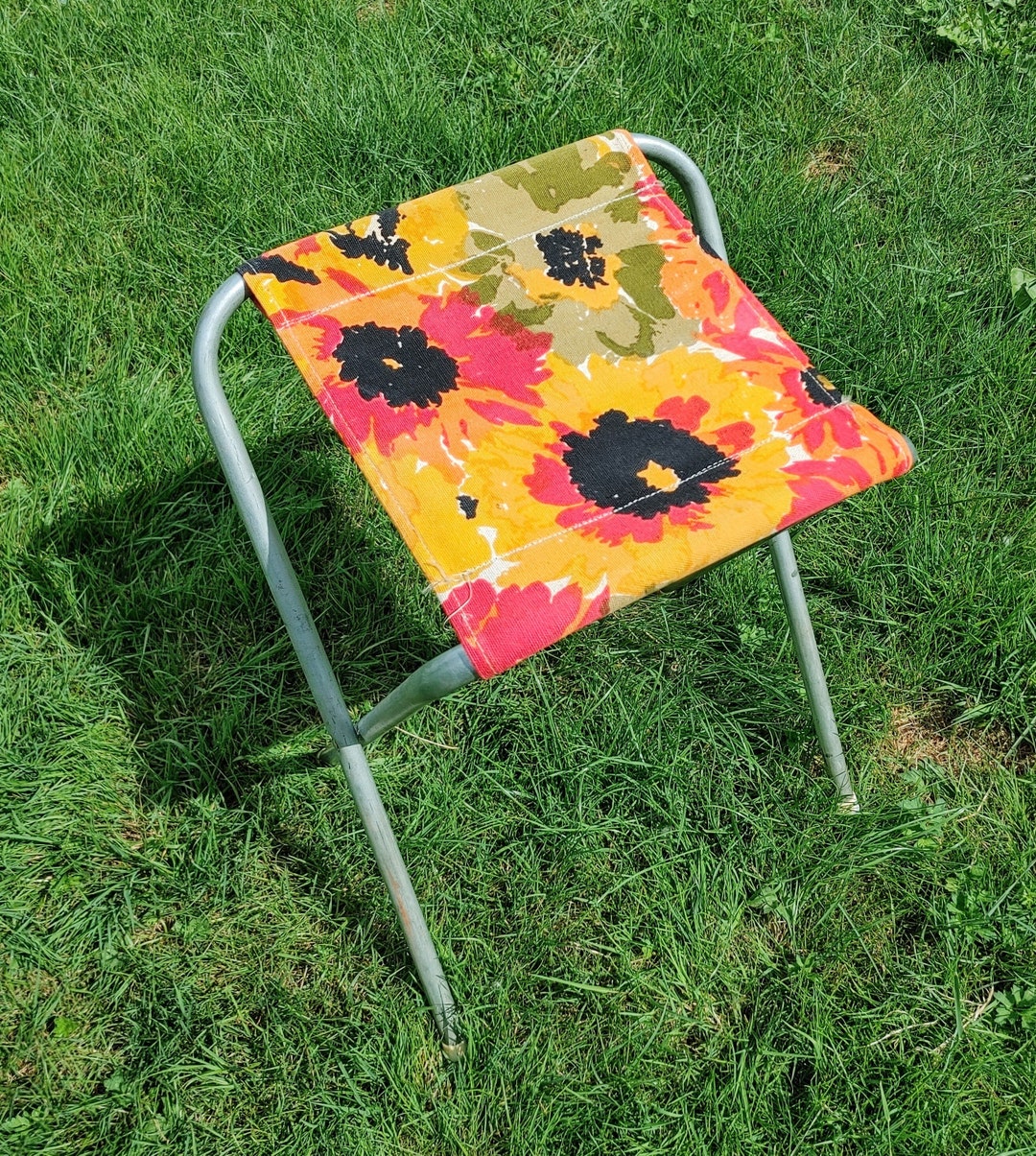 Vintage Camping Stool Aluminum/canvas Picnic Glamping - Etsy