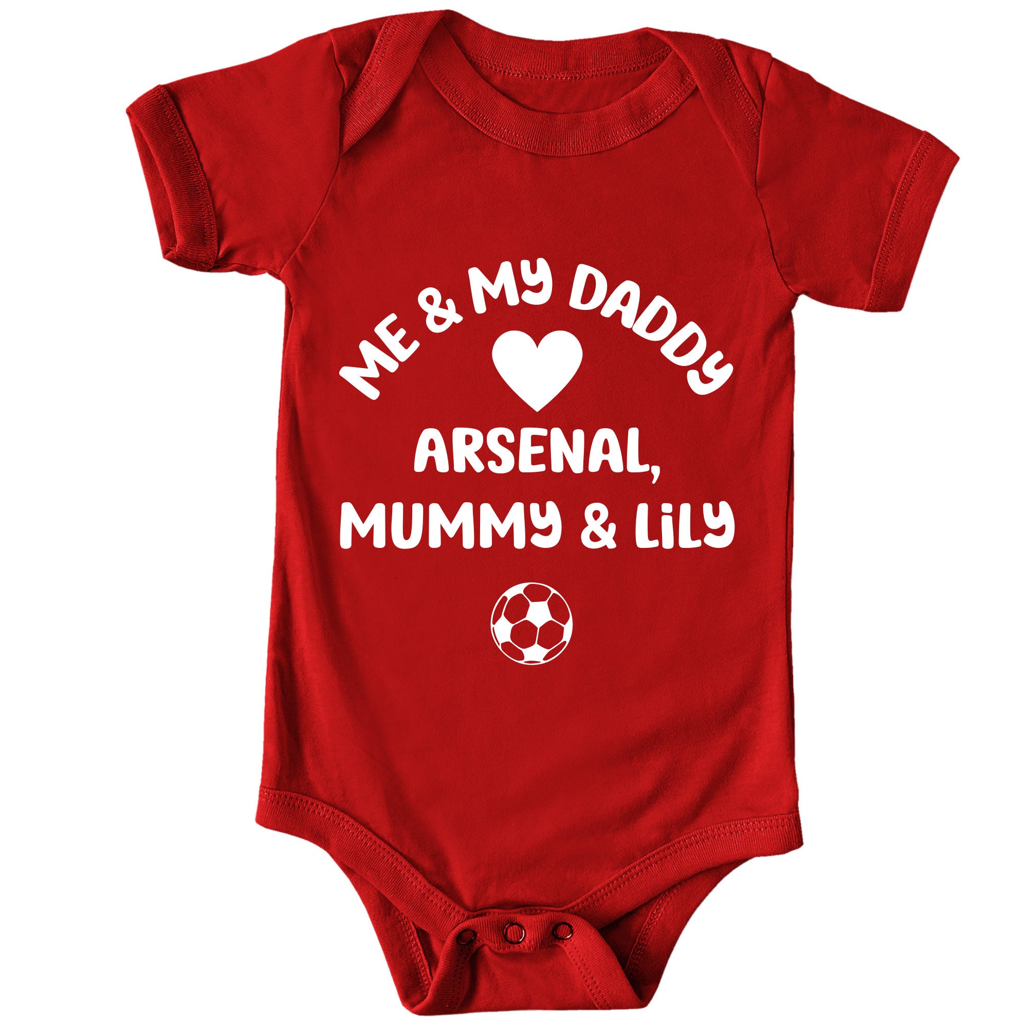 Me And My Daddy Love Arsenal And Mummy Fun Arsenal Baby Bodysuit Baby Grow Vest Sizes 0 18 M Baby Shower Gift Football New Baby Etsy