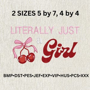 Literally Just a Girl Embroidery File: Coquette Bow Design (Digital Download)