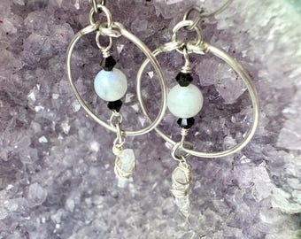 Moonstone Hoop Earrings