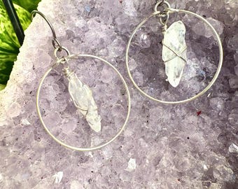Quartz Hoop Earrings
