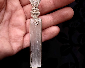 Wire Wrapped Selenite Pendant