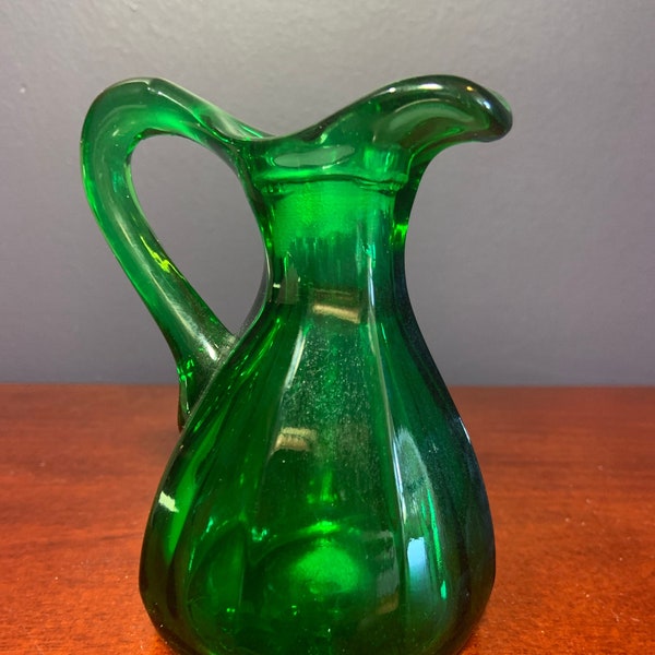 Vintage Kelly Green Depression Glass Paneled Cruet without Stopper.
