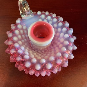 Two Beautiful  Fenton Cranberry Hobnail Candle Holders