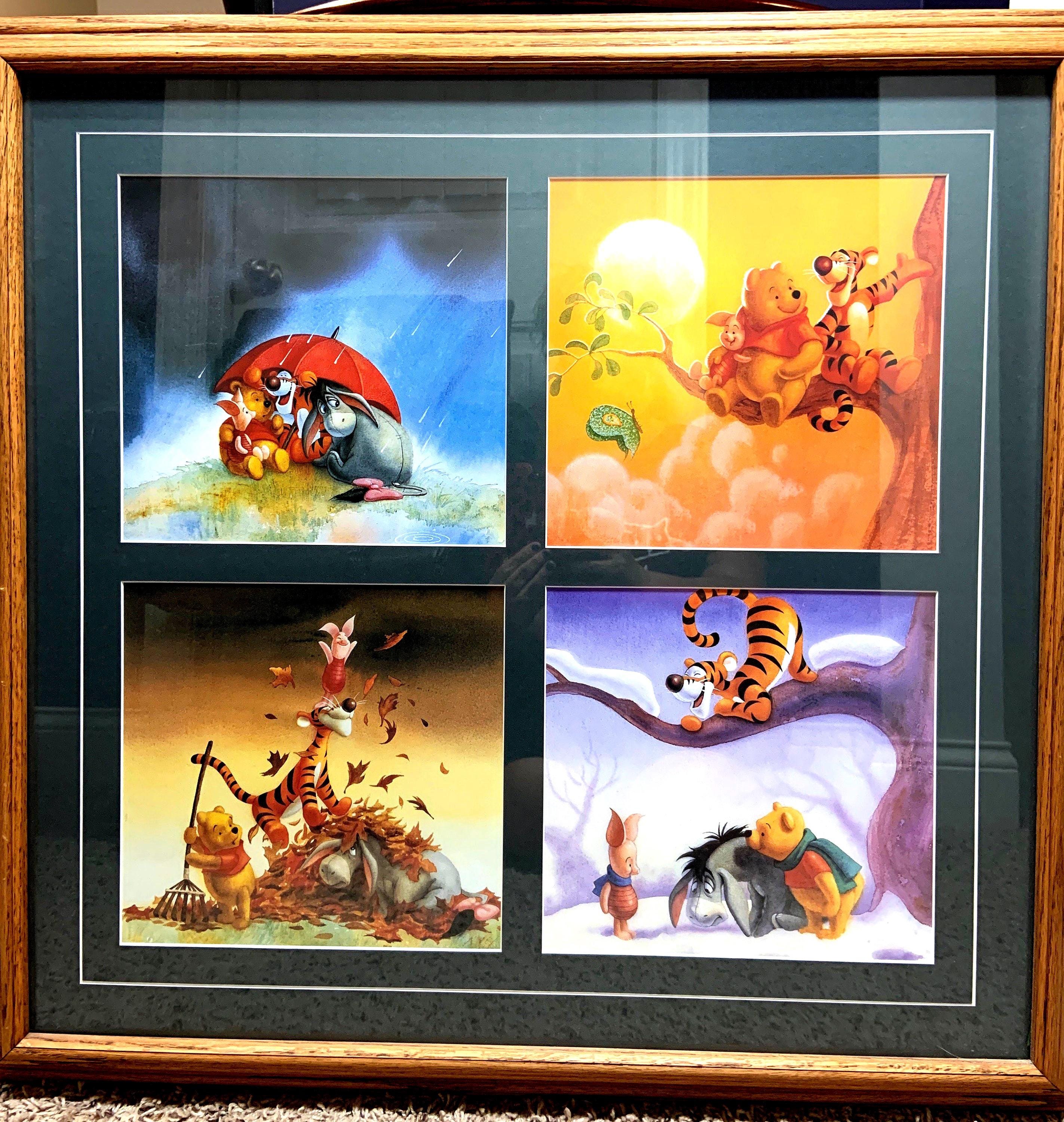 The Many Seasons of Pooh Beautifully Matted in a Dark Green and