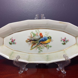 Vintage Celery Dish from Germany with a birds and flower pattern