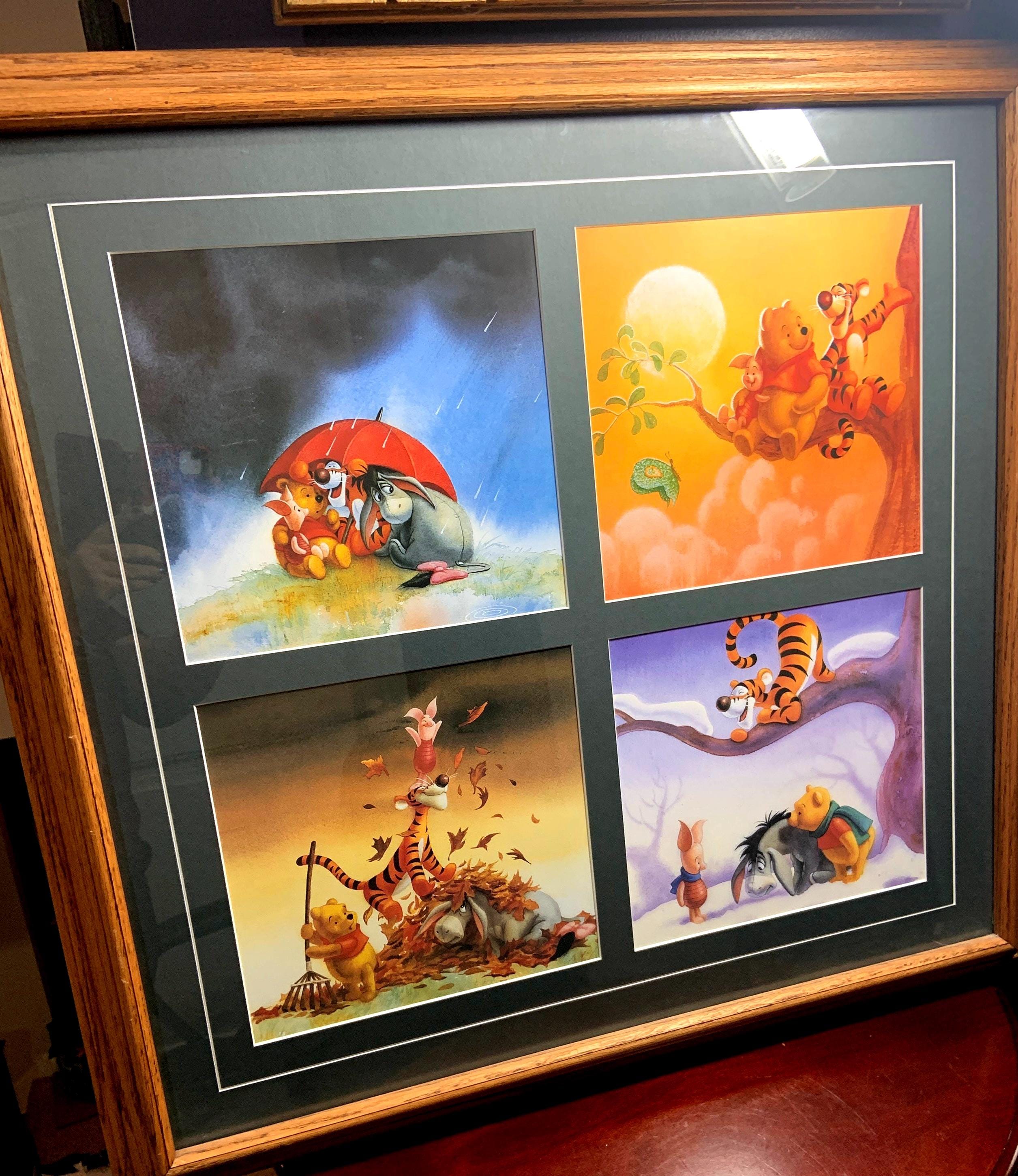 The Many Seasons of Pooh Beautifully Matted in a Dark Green and