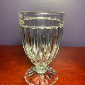 Vintage Footed Ribbed Sundae Glass with Scalloped Base