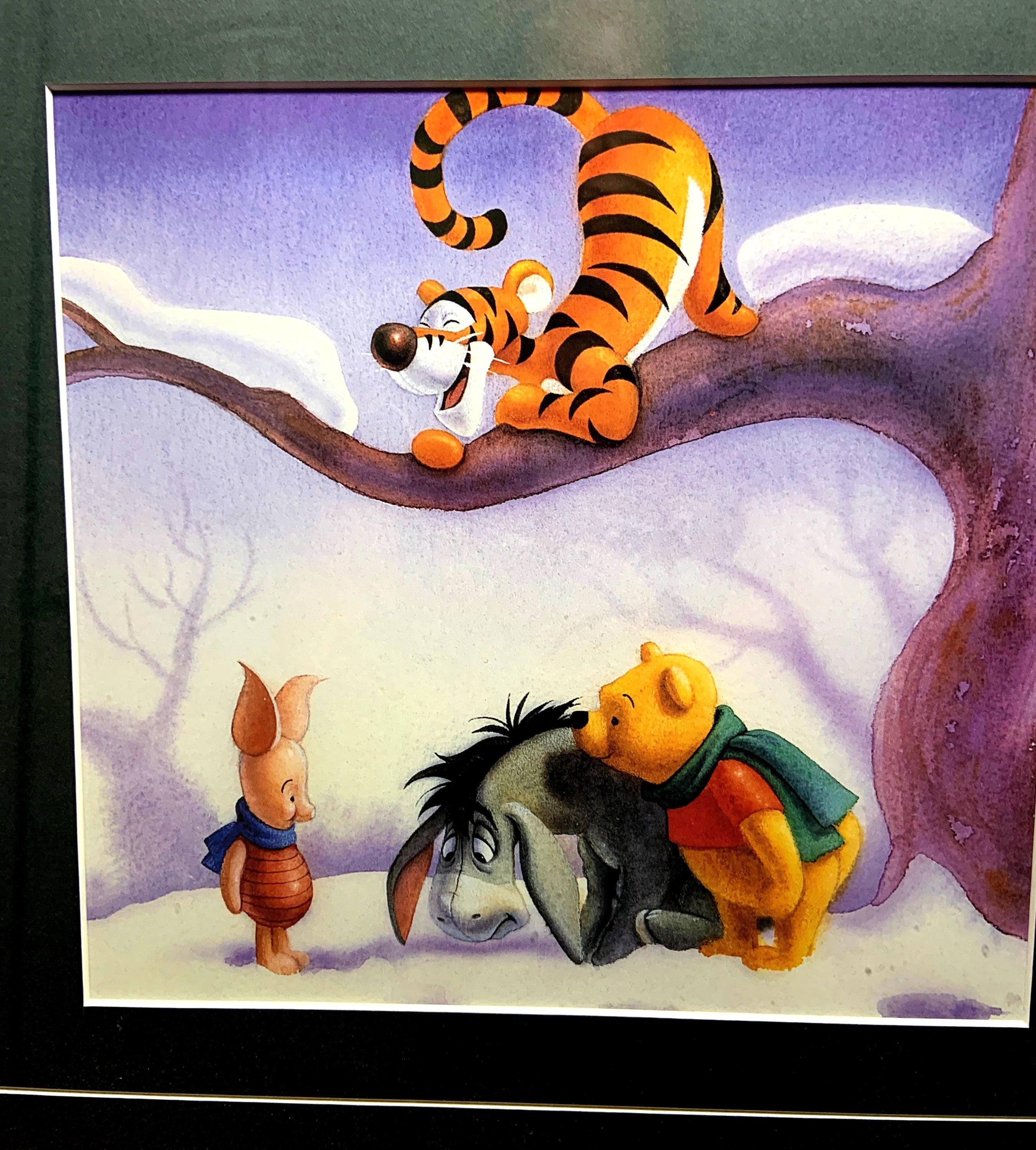 The Many Seasons of Pooh Beautifully Matted in a Dark Green and