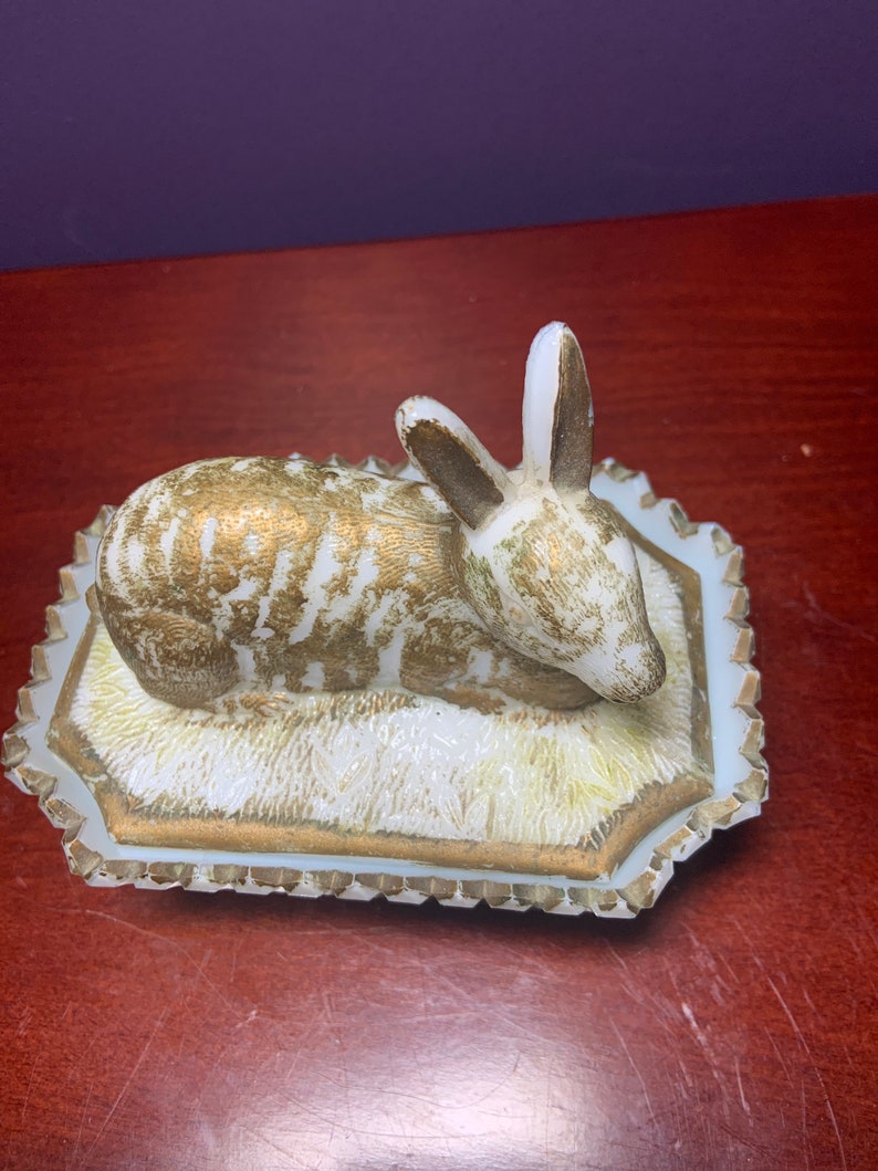 Vintage Westmoreland White Milk Glass Rabbit on Nest Powder | Etsy