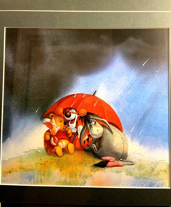 ディズニーBIGPOOH The Many Seasons of Pooh Beautifully Matted in a Dark Green