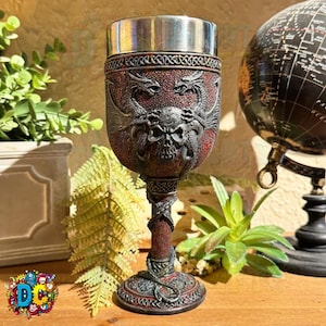 Double dragon goblet, chalice, barware, old world, kings cup