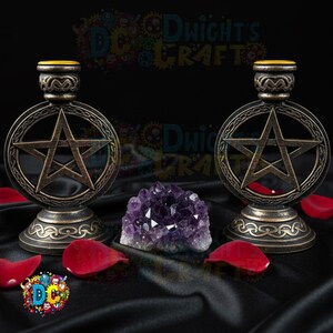 Pentagram Pentacle Candle Holder Set