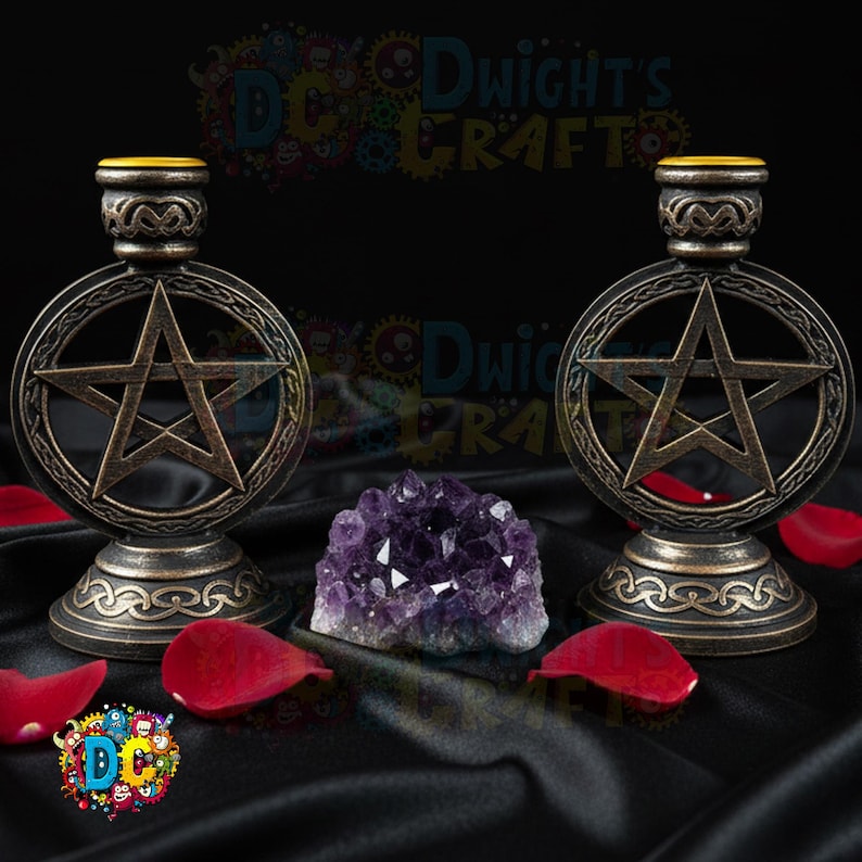 Pentagram Pentacle Candle Holder Set