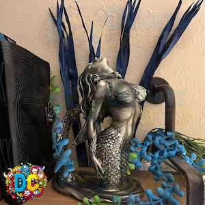 銀ブロンズ製人魚の置物：航海風ホームデコレーション