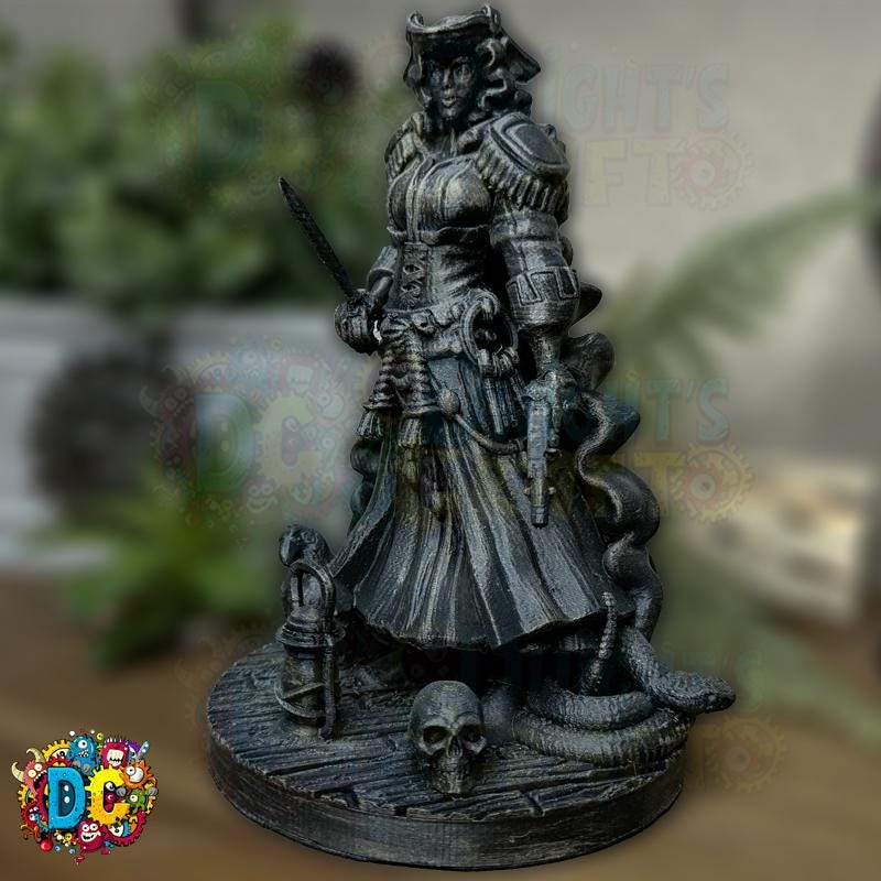 Pirate king figurine, nautical themed room decor, hand painted faux bronze finish, only available here!