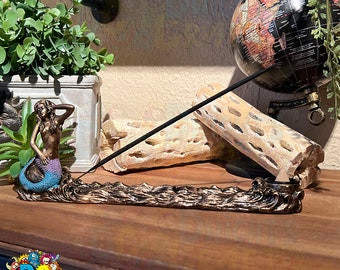 Mermaid incense stick and cone burner holder, nautical home decor, aromatherapy