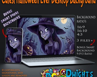 Cutest Halloween desktop background ever, bonus smart phone background included
