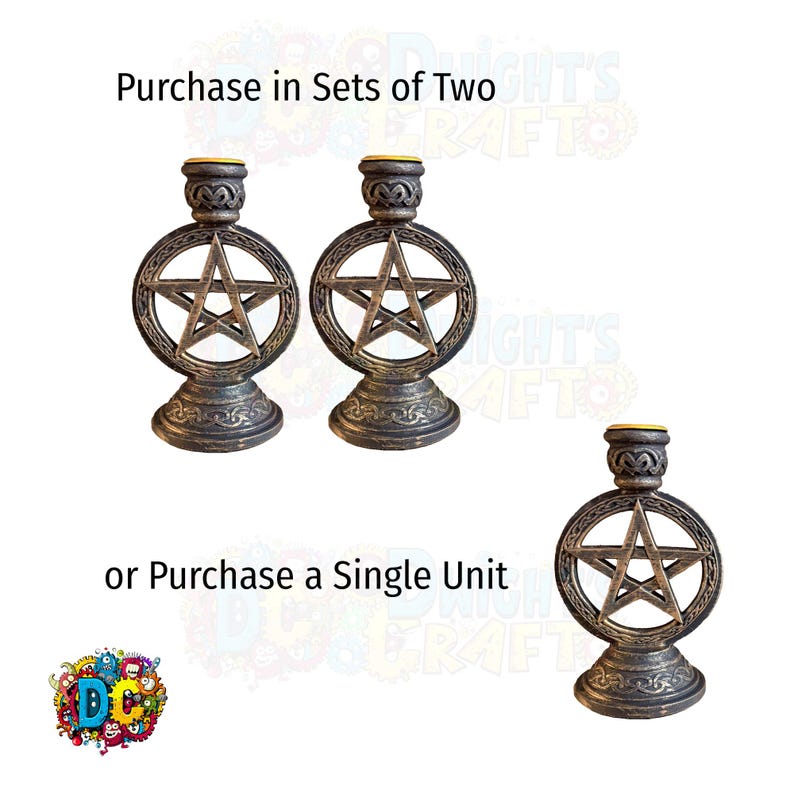 Pentagram Pentacle Candle Holder Set