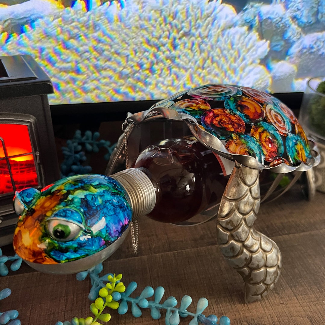 Colorful Metal Sea Turtle Wine Bottle Holder - Etsy