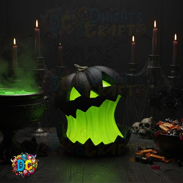 Split Glow Pumpkin Lamp, Halloween, Gothic decor, Spooky Holiday ornament, 3D Printed