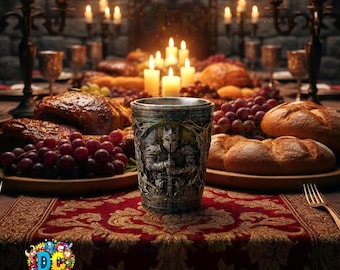 Caballero de los Matorrales Embrujados, Reino Olvidado • Vaso de chupito medieval • Forjado y pintado a mano