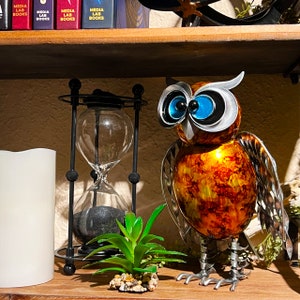 Colorful Metal Owl figurine, Metal Art, What a HOOT