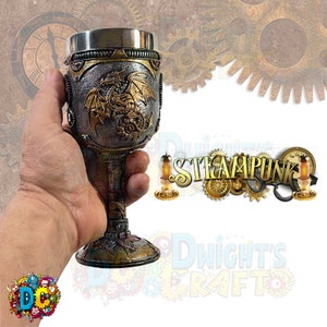 Steampunk Dragon Goblet, Chalice, drinkware, barware, home decor
