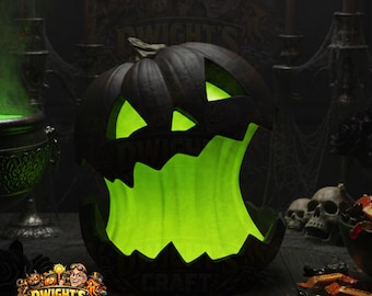 Split Glow Pumpkin Lamp, Halloween, Gothic decor, Hand Finished Spooky Holiday Lighting