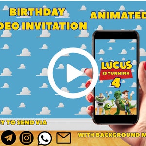 Two infinity and beyond, Toy story video Invitation,Toy story birthday invitation,Toy story 4 Birthday Invitation,