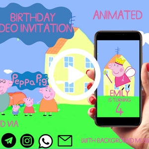 Peppa Pig Birthday Video Invitation, Peppa Pig Digital Invitation,Kids Birthday Invitation,Peppa Pig Personalized Birthday Video