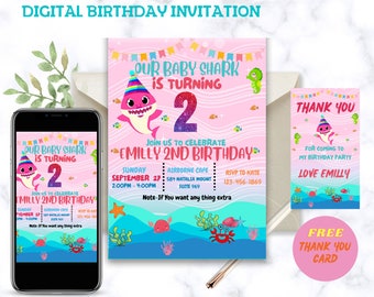 Baby Shark Birthday Invitation, Baby Shark Digital Invitation,Baby Shark Editable Invitation,Baby Shark Birthday Card