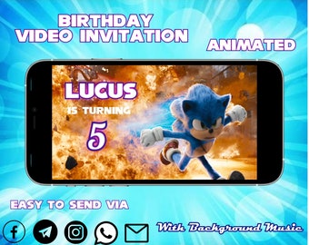 Sonic The Hedgehog, Sonic Video Invitation, Sonic Birthday Invitation, Sonic Digital Invitation, Sonic Invite