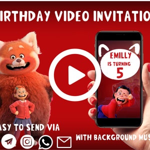 Turning Red Birthday Invitation Video, Turning Red Birthday Invitation, Turning Red Video Invitation, Turning Red Invite